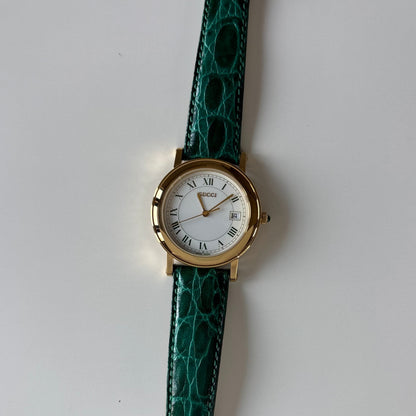 Gucci 1990s Date Round Dial Gold Plated Watch (Large)