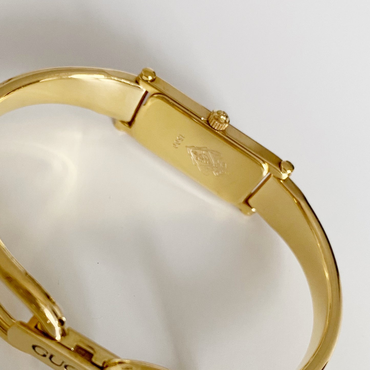Gucci 1990s Gold Dial Gold Plated Bangle Watch