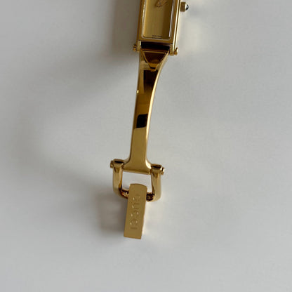 Gucci 1990s Gold Dial Gold Plated Bangle Watch (Small)