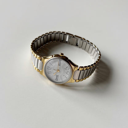 Yves Saint Laurent 1990s Round Dial Two-Tone Gold-Plated Watch