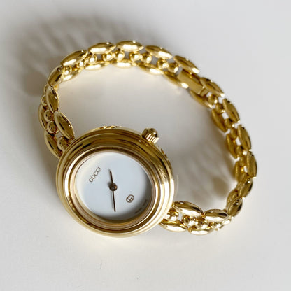 Gucci 1990s Interchangeable Bezel Gold Plated Watch with 6 bezels, case (160mm)