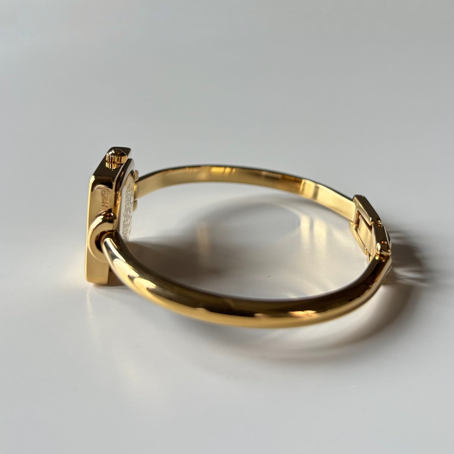 Gucci 1990s Square Dial Gold Plated Bangle Watch