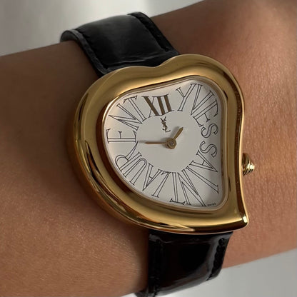 Yves Saint Laurent 1990s Heart Shaped Gold Plated Watch