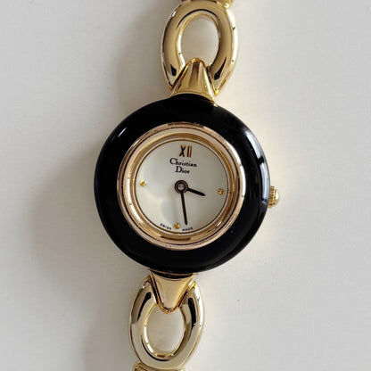 Dior 1990s Interchangeable Bezel Gold Plated Watch