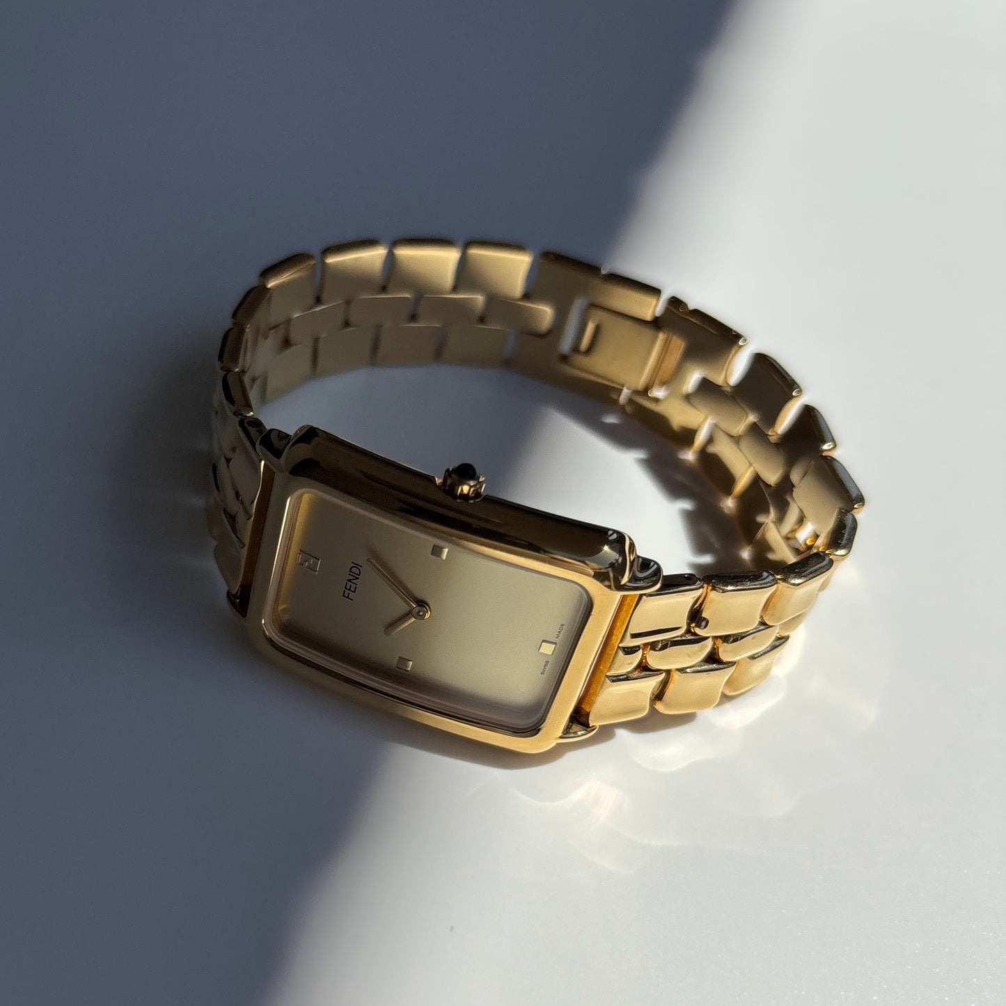 Fendi 1990s Tank Gold Plated Watch (Large)