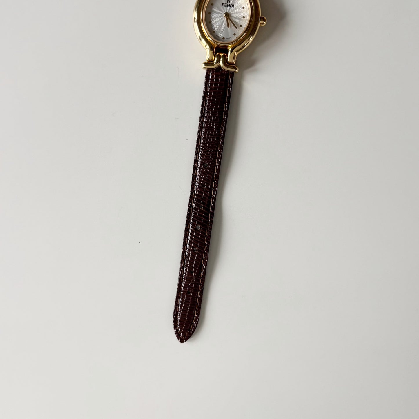 Fendi 1990s Interchangeable Strap Gold Plated Watch with 5 straps, case