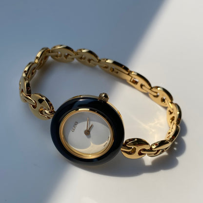 Gucci 1990s Interchangeable Bezel Gold plated Watch with 6 bezels, case (165mm)