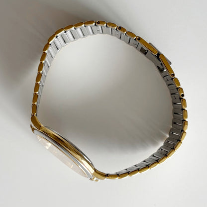 Yves Saint Laurent 1990s Round Dial Gold Plated Two Tone Watch (Large)