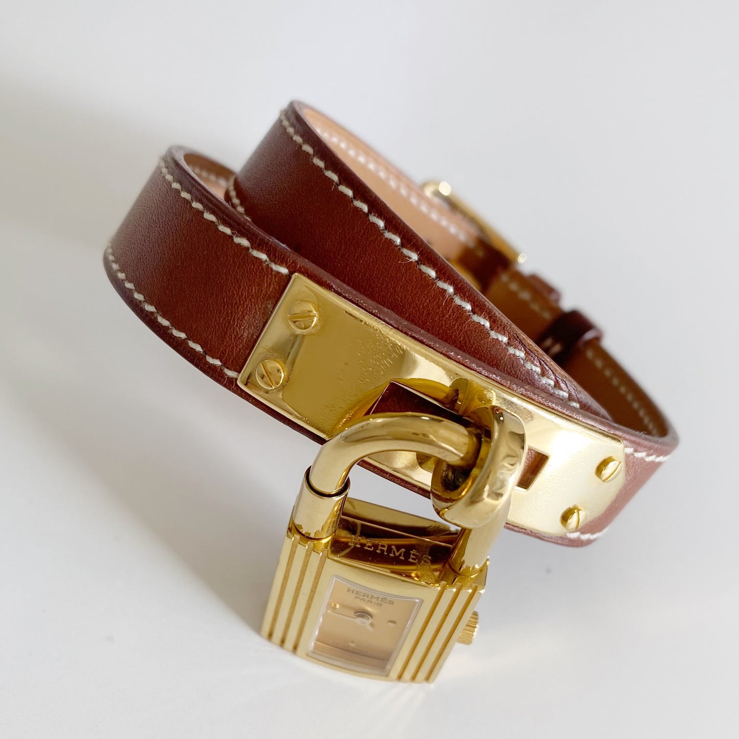 Hermes 1990s Kelly Gold Plated Watch