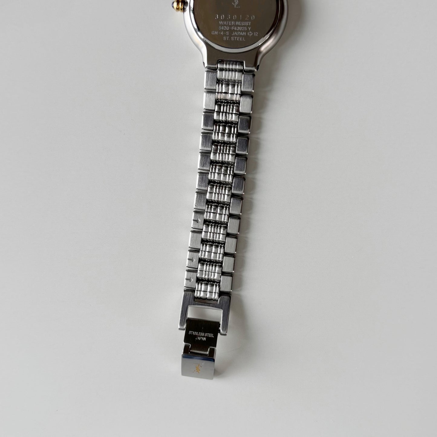 Yves Saint Laurent 1990s Round Dial Two Tone Gold Plated Watch