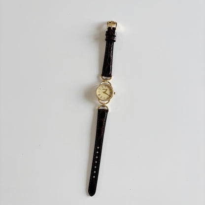 Gucci 1990s Gold Round Dial Horsebit Gold Plated Watch