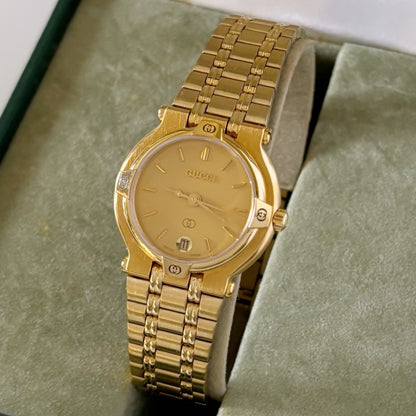 Gucci 1990s Gold Plated Date Watch