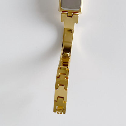 Givenchy 1990s Rectangular Gold Plated Bangle Watch