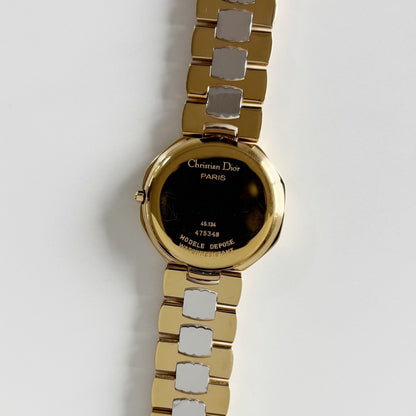 Dior 1990s Octagon Date Two Tone Gold Plated Watch (Large)