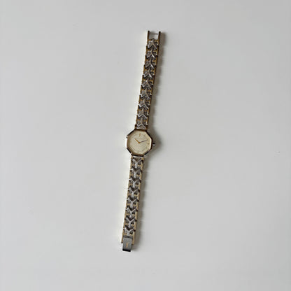 Yves Saint Laurent 1990s Octagon Gold Plated Two Tone Watch