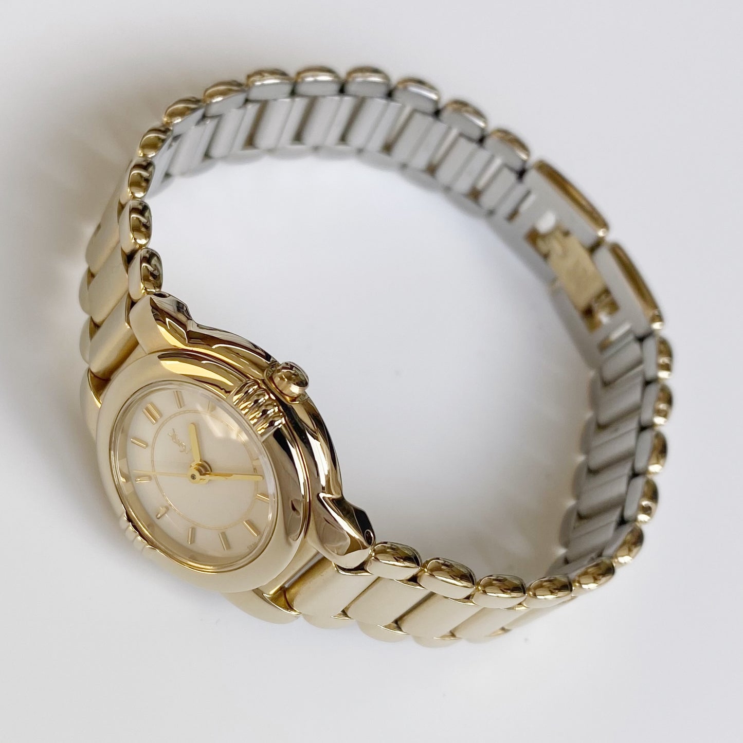 Yves Saint Laurent 1990s Gold Plated Round Watch