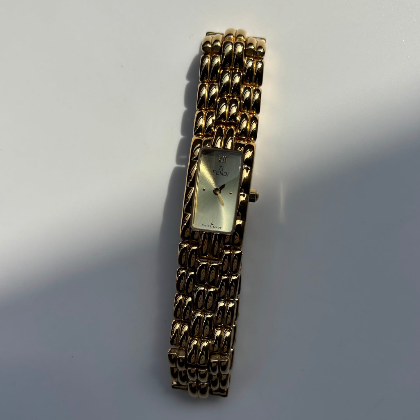 Fendi 1990s Gold Dial Gold Plated Watch