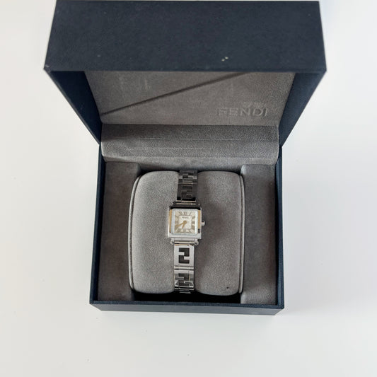Fendi 1990s Seashell Square Dial Stainless steel Watch