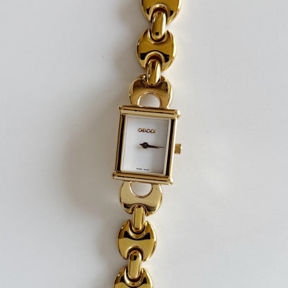 Gucci 1990s Interchangeable Strap Gold Plated Watch Watch with 3 belts, case