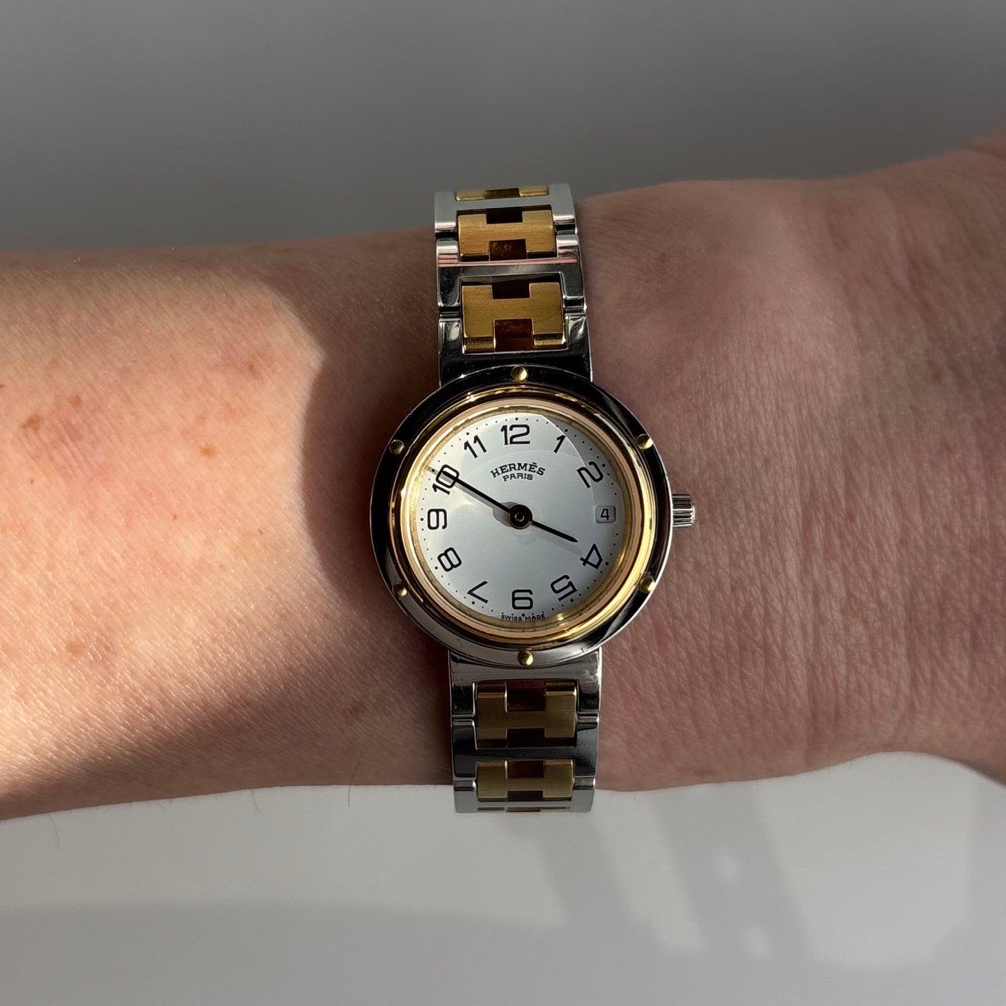 Hermes 1990s Clipper Two Tone Watch