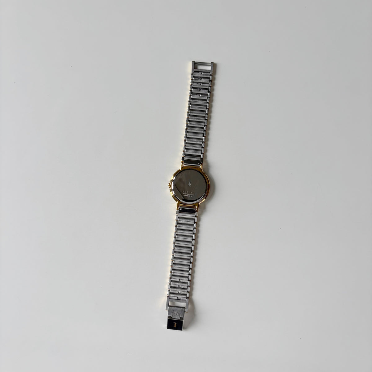 Yves Saint Laurent 1990s Large Round Dial Two Tone Gold Plated Watch (Large)
