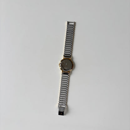 Yves Saint Laurent 1990s Large Round Dial Two Tone Gold Plated Watch (Large)