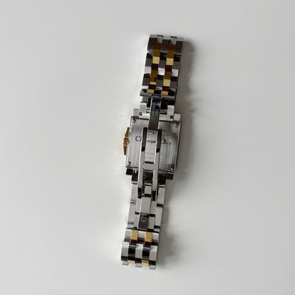 Dior 1990s Monsieur De Dior Navy Square Dial Two Tone Watch (Large)
