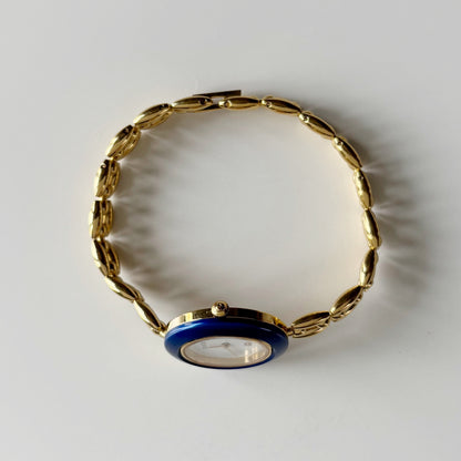 Gucci Interchangeable Bezel Gold Plated Rice Chain Watch with 6 bezels, case (168mm)