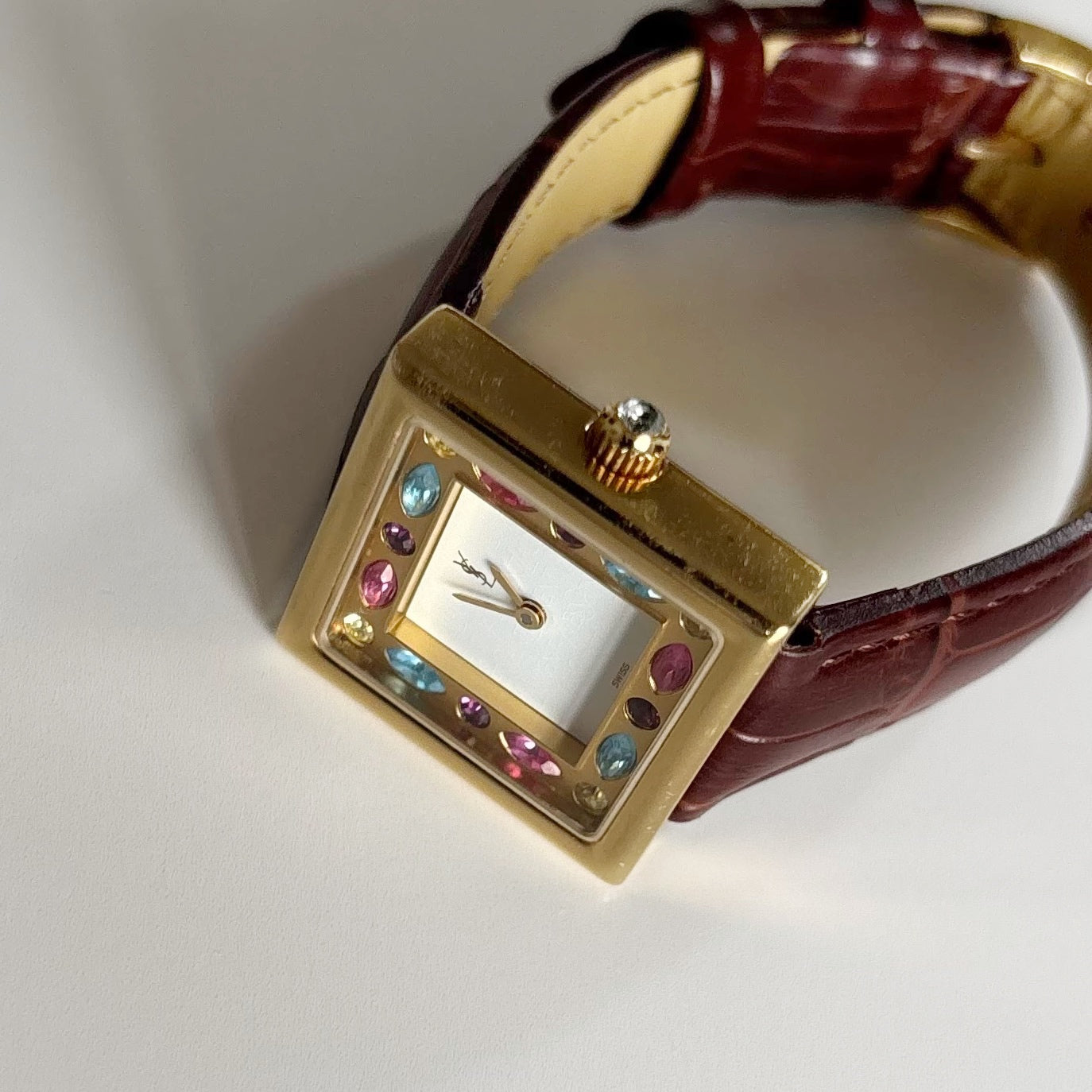 Yves Saint Laurent 1990s Square Dial Gold Plated Watch