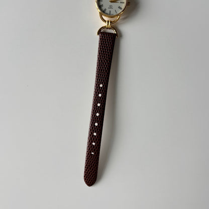Gucci 1980s Cream Dial Gold Plated Horsebit Watch