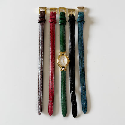 Fendi 1990s Interchangeable Belt Gold Plated Watch with 5 straps, case
