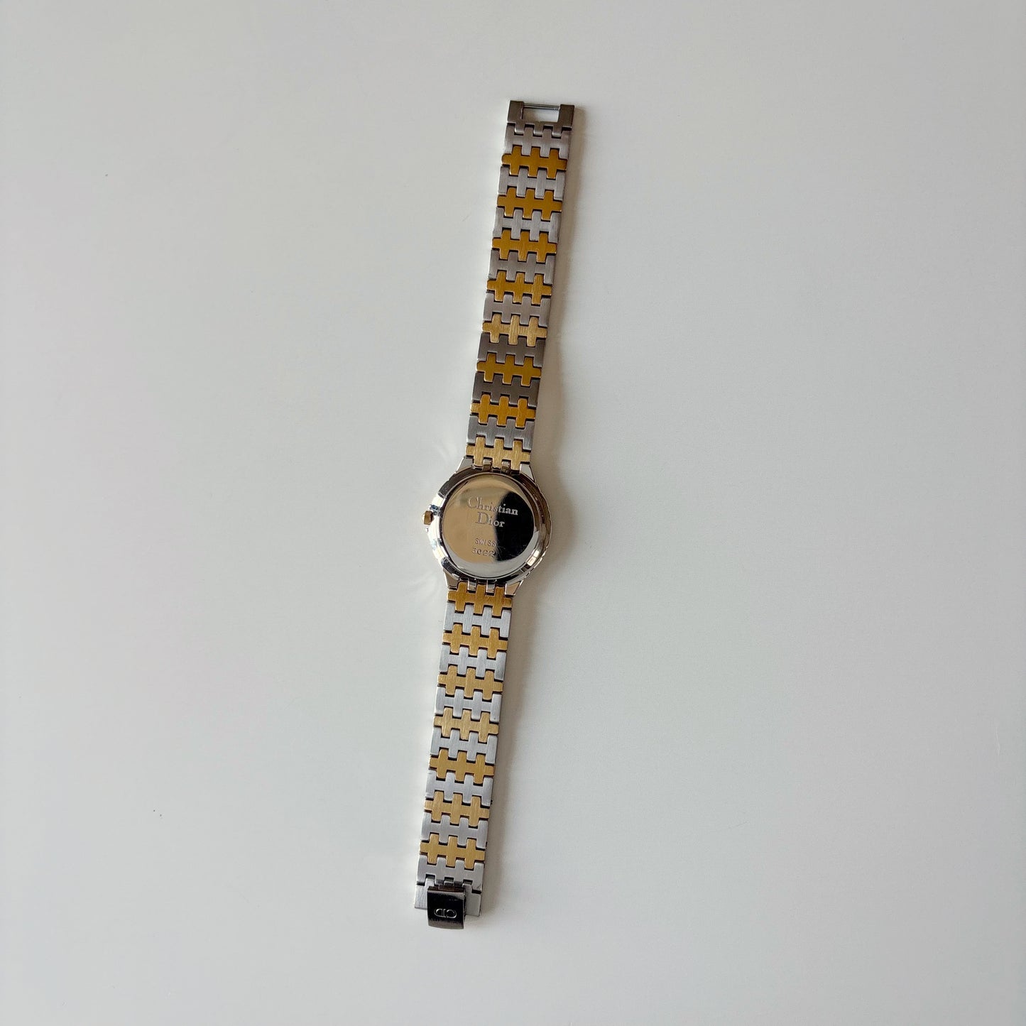 Dior 1990s Date Round Dial Two Tone Gold Plated Watch