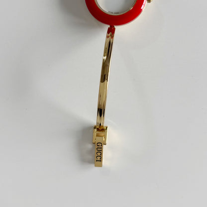 Gucci 1990s Interchangeable Bezel Gold Plated Bangle Watch with case, 12 bezels (Small)