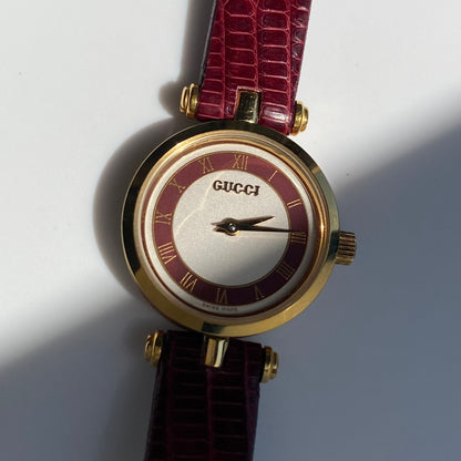 Gucci 1990s Round Dial Gold Plated Watch