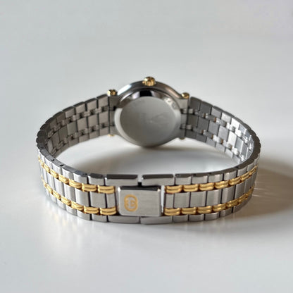 Gucci 1990s Black Dial Gold Plated Two Tone Watch