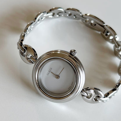 Gucci 1990s Interchangeable Bezel Stainless steel Watch with 6 bezels, case (165mm)