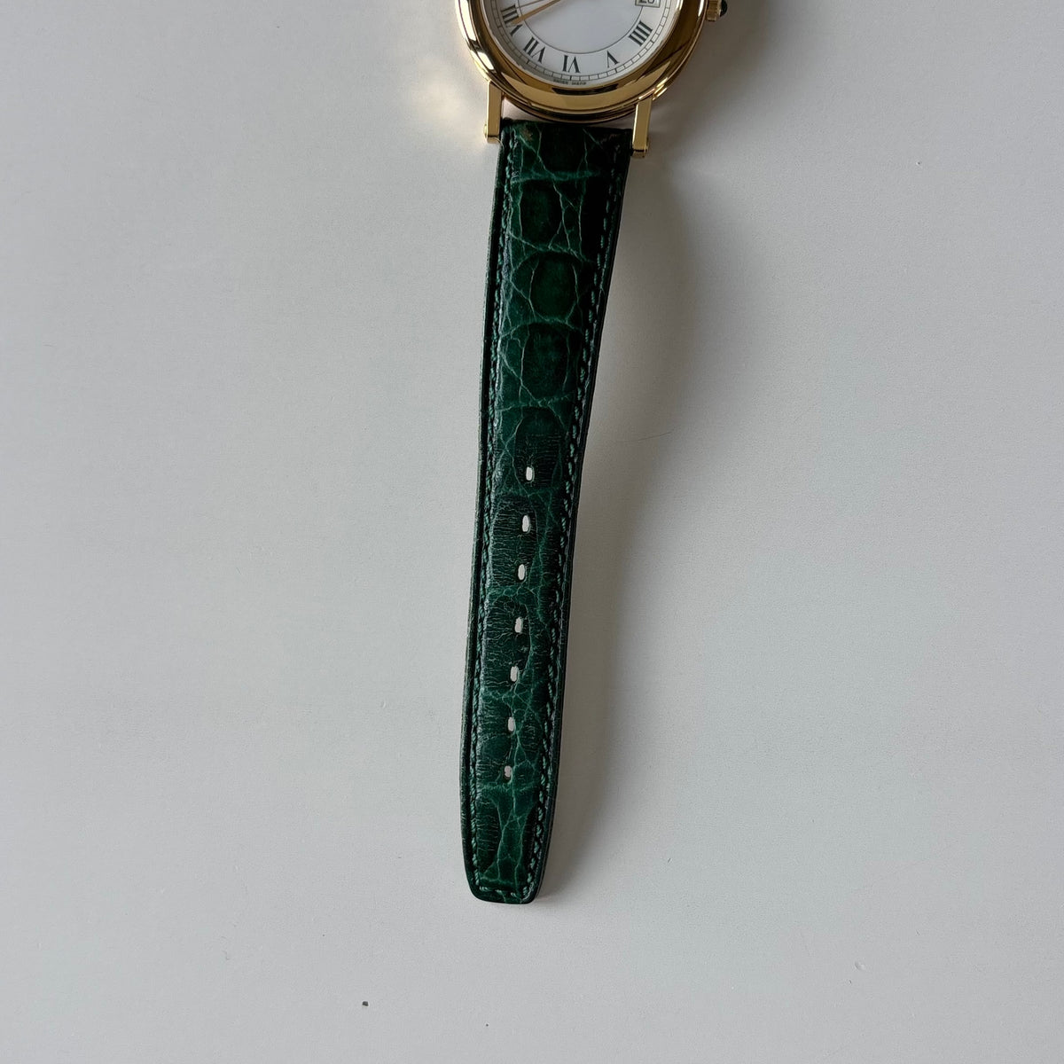 Gucci 1990s Date Round Green Dial Gold-Plated Watch (Large)