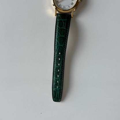 Gucci 1990s Date Round Green Dial Gold-Plated Watch (Large)