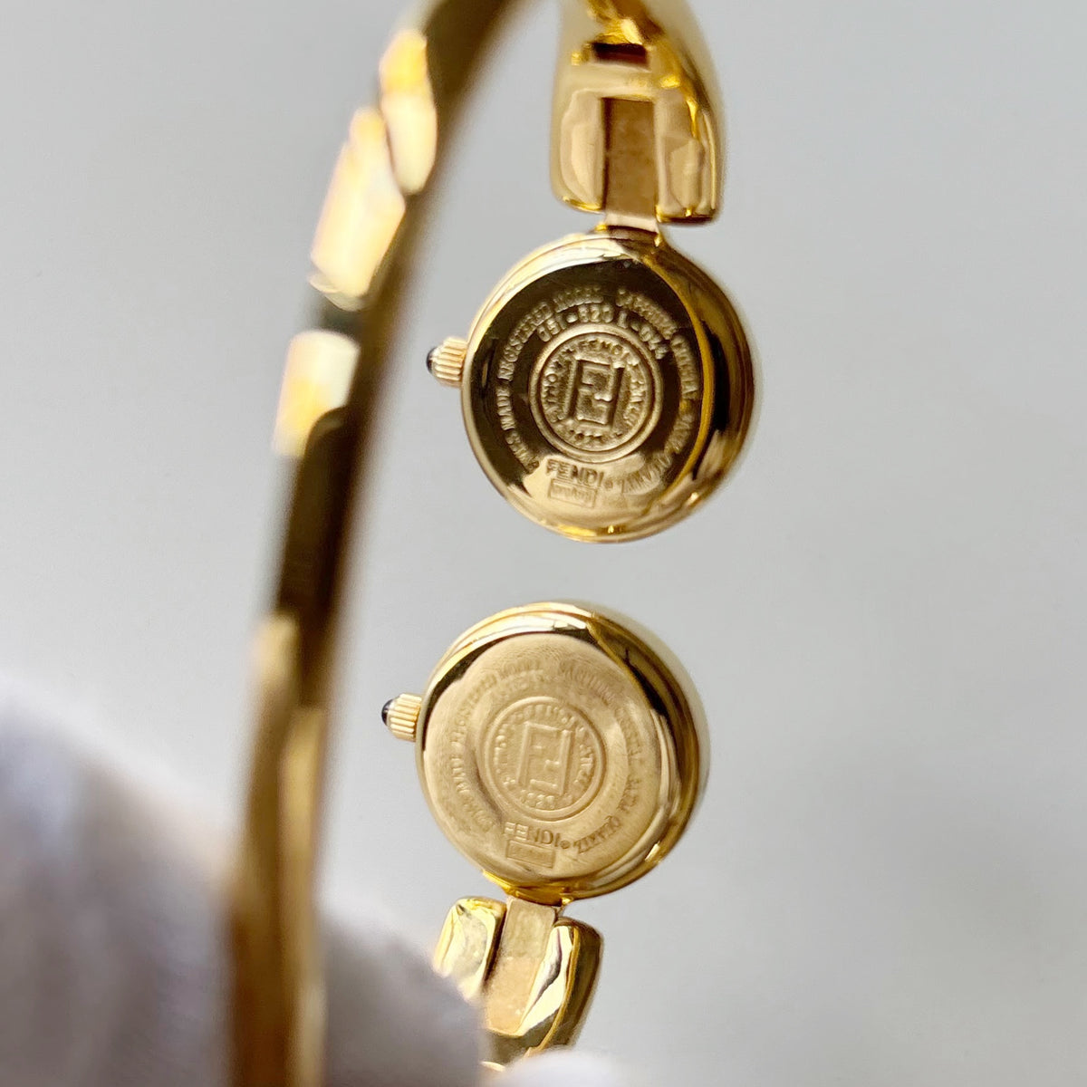 Fendi 1990s Double Face Gold-Plated Bangle Watch