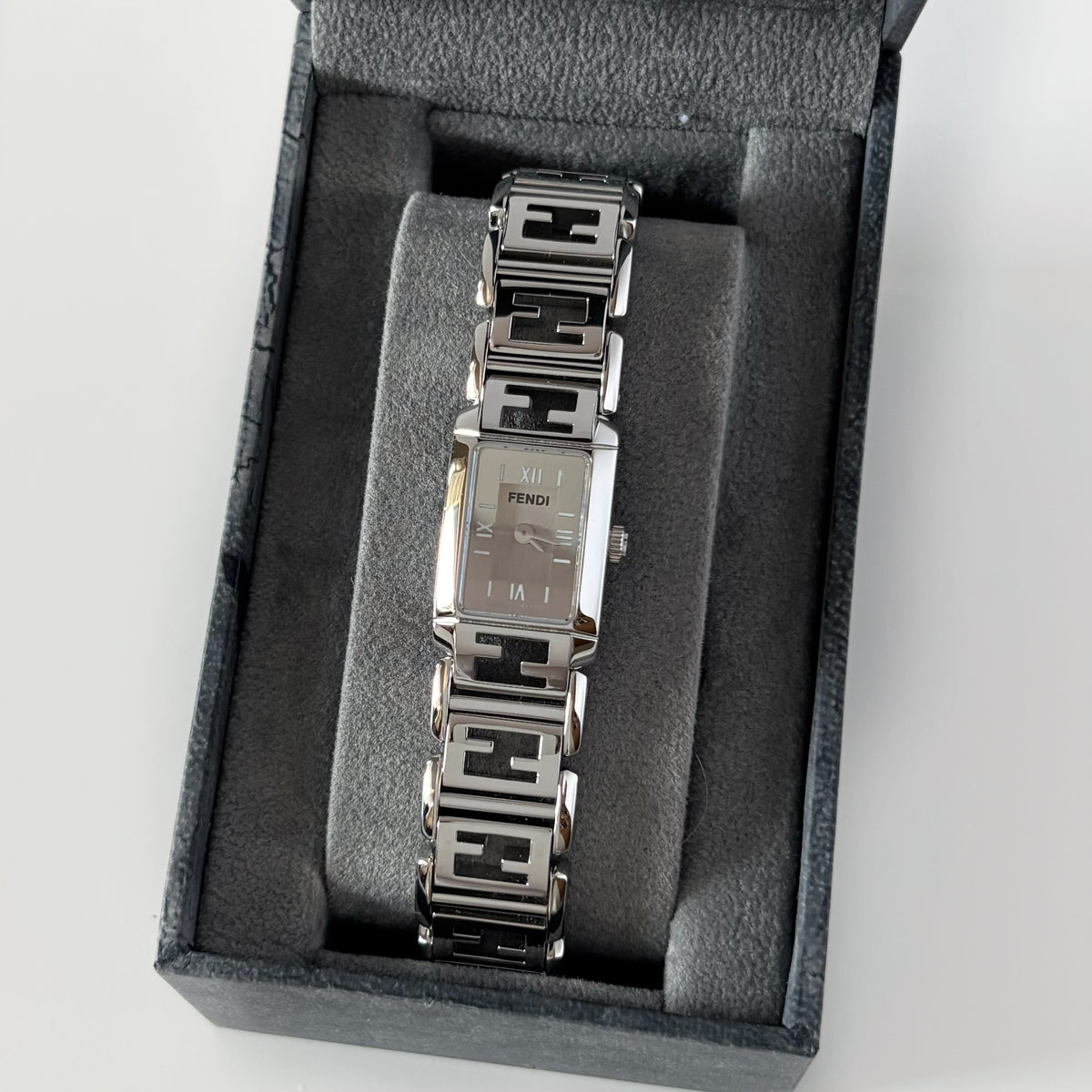 Fendi 1990s Tank Stainless Steel Watch