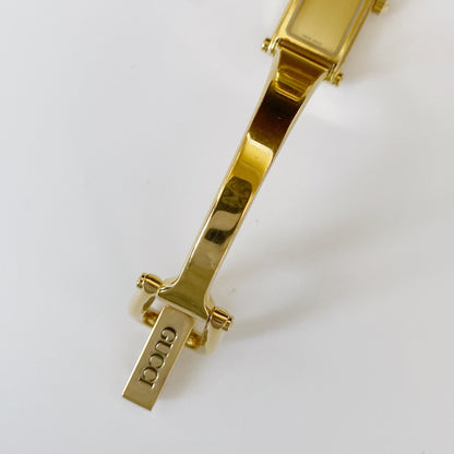 Gucci 1990s Rectangular Gold Plated Bangle Watch