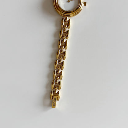 Gucci 1990s Interchangeable Bezel Gold Plated Watch with 6 bezels, case (167mm)