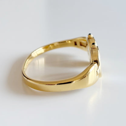 Fendi 1990s Seashell Dial Two Time Zone Gold Plated Bangle Watch