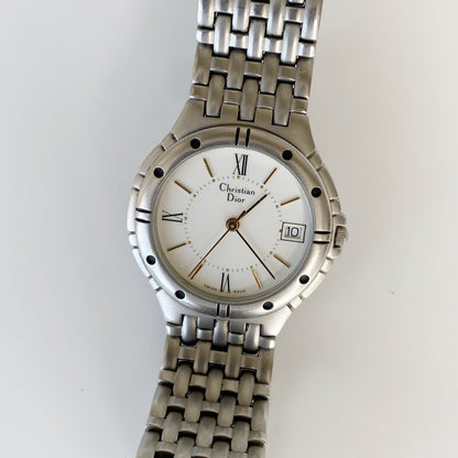 Dior 1990s Date Silver Watch