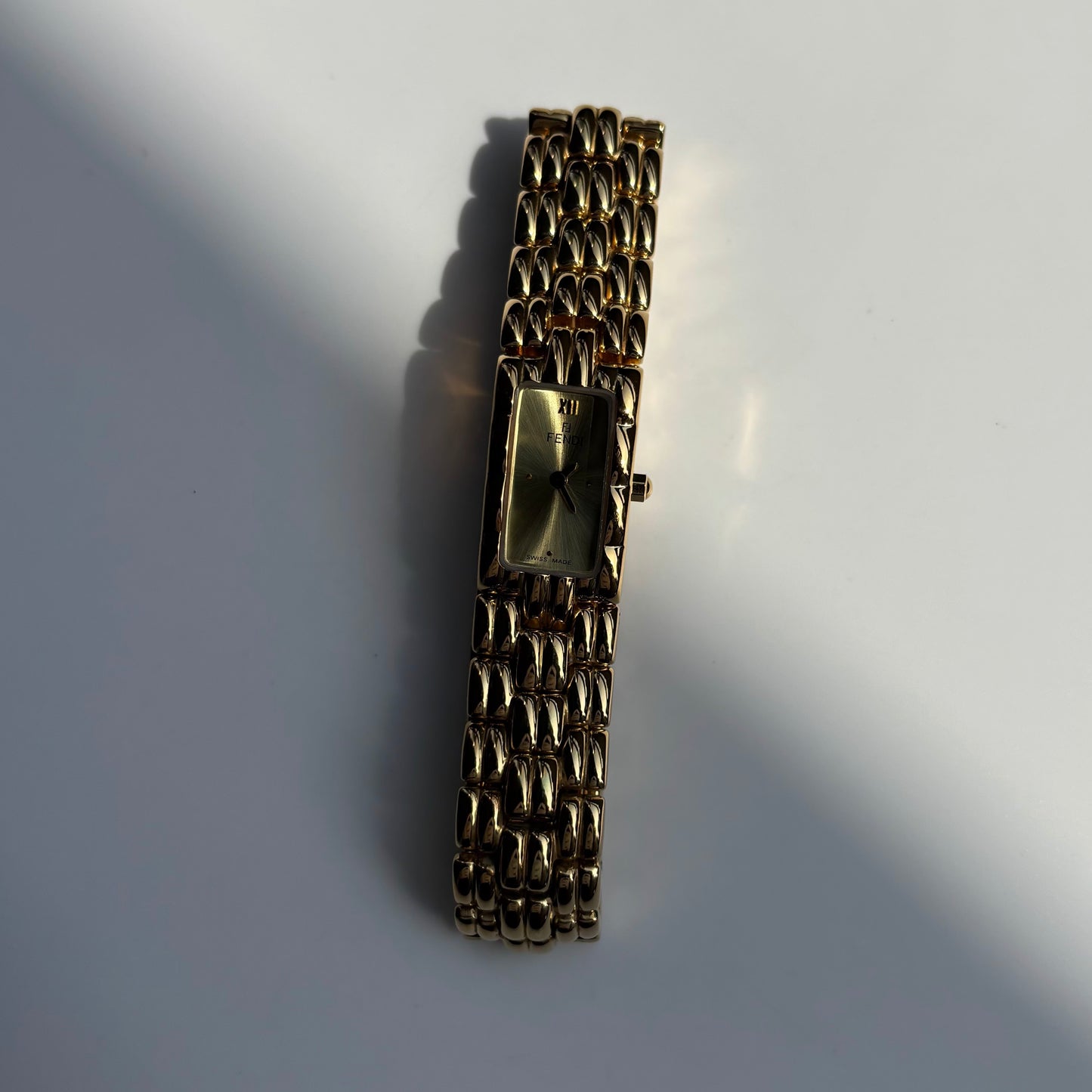 Fendi 1990s Gold Dial Gold Plated Watch