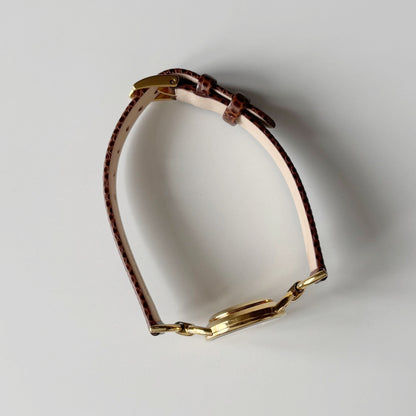 Gucci 1990s Round Dial Horsebit Gold Plated Watch