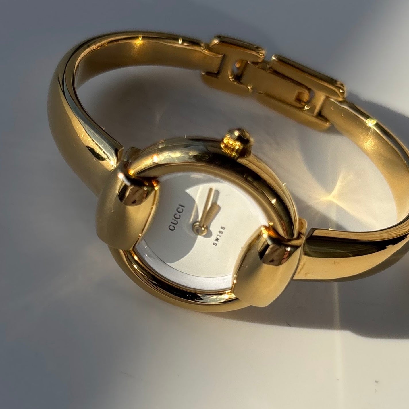 Gucci 1990s Gold Plated Bangle Watch (Small)