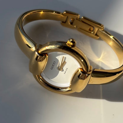Gucci 1990s Gold Plated Bangle Watch (Small)