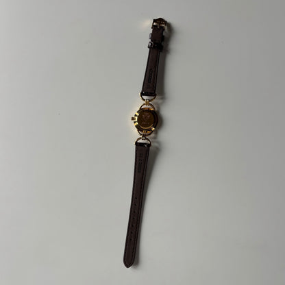 Gucci 1990s Cream Dial Horsebit Gold Plated Watch