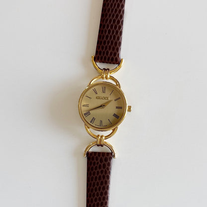 Gucci 1990s Gold Dial Horsebit Gold Plated Watch
